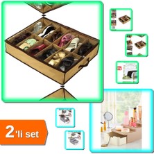 Hereveoyuncak 12 Çift Ayakkabı Için Portatif Saklama Hurcu Model 2 + Çekmeceli Standlı Makyaj Organizeri - 2li Set