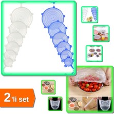 Hereveoyuncak Tazeliği Koruyan 6 Adet Silikon Kapak + 100 Adet Lastikli Tencere ve Tabak Bonesi - 2li Set H4E4V2