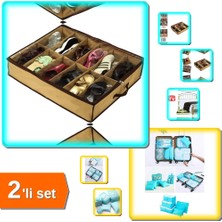 Hereveoyuncak 12 Bölmeli Ayakkabı Saklama Hurcu Model 2 + Anne Hastane Çantası Düzenleyici 6 Parça - 2li Set E8T7A