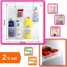 Hereveoyuncak 8 Cepli Organizer Askılı File Düzenleyici + Kapaklı Yapışmaz Buz Kalıbı - Pratik 2li Set M9E9U6