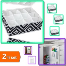 Hereveoyuncak 12 Bölmeli Mozaik Desenli Çekmece Organizer + Dolap Kapağına Asılabilen Düzenleyici - 2li Set Y1K4S1