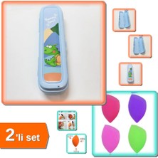 Hereveoyuncak Mavi Kapaklı Çanta Içi Kalemlik Diş Fırçası Saklama Kutusu + Mucize Makyaj Süngeri - 2li Set H7Q3T