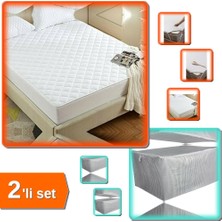 Hereveoyuncak Yatak Koruyucu Sıvı Geçirmez 100X200 cm + Sandık Tipi Yorgan Hurç Maxi 40X40X75 cm - 2li Set D0H4N4