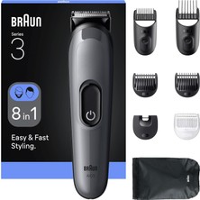 Braun Hepsi Bir Arada Series 3, 8’i 1 Arada Tıraş Kiti, Keskin Bıçak, 14 Uzunluk, AIO3540