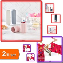 Hereveoyuncak 2 Adet Seyahat Kabı Çanta Içi Makyaj Kutusu + Elbise Şeklinde Takı Organizeri Pembe - 2li Set M8Q7K1
