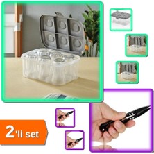 Hereveoyuncak Bardak Taşıma Kutusu Şeffaf 6 Bardak + Yaylı Metal Balıkçı Makası - 2li Set A1B7X3