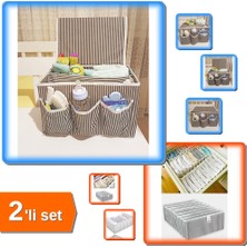 Hereveoyuncak 5 Bölmeli Bebek Beşik Başucu Düzenleyici + 8 Bölmeli Akordiyon Çekmece Düzenleyici - 2li Set U3W1M9