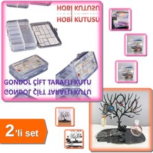 Hereveoyuncak Hobi Kutusu Iki Katlı + Siyah Geyik Şeklinde Yüzük Küpe Kolye Düzenleyici Organizer - 2li Set L8R7D7