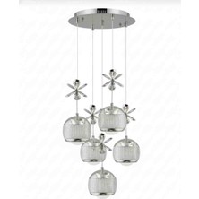 Marsel Lighting Sare 5li Krom Avize 3 Renk LED Isikli Salon Oturma Odasi LED Avize