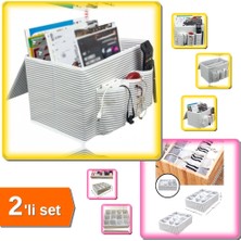 Hereveoyuncak Pratik Bölmeli Başucu Düzenleyici + 12 Bölmeli Pratik Bölmeli Çekmece Düzenleyici - 2li Set F1Z8A0