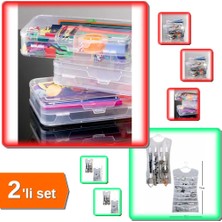 Hereveoyuncak Hobi Kutusu Iki Katlı + Siyah Çizgili Elbise Şeklinde Çift Taraflı Takı Organizeri - 2li Set M5F0F7