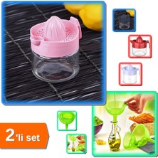 Hereveoyuncak Narenciye Limon Sıkacağı Cam Kavanoz 300 ml + Huni Seti 3 Parça 3 Boy - 2li Set V8F6L3