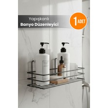 Orvila Yapışkanlı Paslanmaz Siyah Banyo Düzenleyici Organizer - Şampuanlık