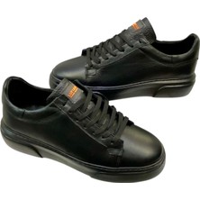 Sula Erkek Bağcıklı Iç ve Dış Yüzey Deri Dikişli Poli Taban Sneakers AYAKKABI-104-SİYAH