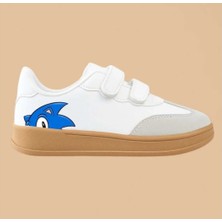 Lias Design Mavi Sonici Yarım Baskılı Beyaz Kauçuk Taban Görünümlü Çocuk Spor Ayakkabı Sneaker