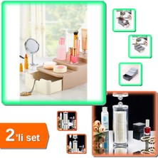 Hereveoyuncak Compact Çekmeceli ve Standlı Düzenleyici Organizeri + Makyaj Pamuğu Organizeri - 2li Set Q8G9M3