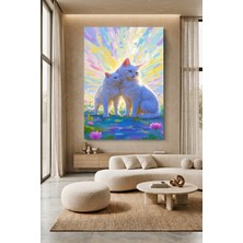 Wallivo Monet Temalı Beyaz Kediler Evcil Hayvan Temalı Kanvas Tablo