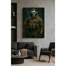 Wallivo Ikonik Karakter "ghost" Kurukafa Maskeli Asker Kanvas Tablo