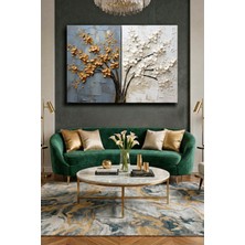 Wallivo Iki Mevsim Temalı Çiçek Motifi - Ilkbahar ve Sonbahar Geçişi Kanvas Tablo