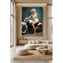 Wallivo Pop Art Marilyn Monroe - Motosiklet Temalı Renkli Kanvas Tablo