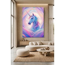 Wallivo Yumuşak Beyaz Karışımda Mutlu Görünümlü Unicorn Kanvas Tablo