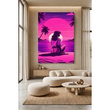 Wallivo Retrowave Vogue - Pop Art Sahil ve Güneş Temalı Kanvas Tablo