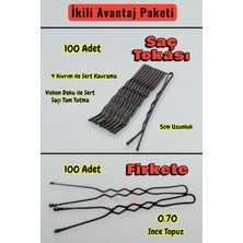Technow 100 Adet Tel Saç TOKASI+100 Adet 0.70 Saç Firketesi Toplam 200 Adet