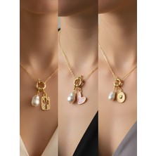 NKT Collection Kabartma Kalp Pembe Kalp Kaktüs Incili Kolye