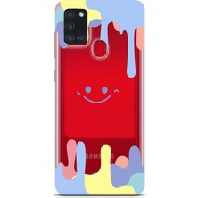 Manitoba Samsung Galaxy A21S Uyumlu Baskılı Yumuşak Silikon Şeffaf Telefon Kılıfı