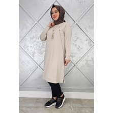 Pys Giyim Kadın Düğme Kolye Detaylı Tesettür Tunik