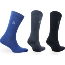 Norfolk Brody Günlük Konforlu Pamuklu Çorap 3'lü Paket Mavi/gri/siyah