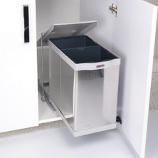 Hafele Clever Double Çöp Kutusu Paslanmaz Çelik 14+14 Litre 35 cm
