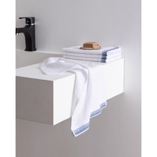 Madame Coco Topaze 4'lü Pamuklu El Havlusu - Beyaz/mavi - 30X45 cm