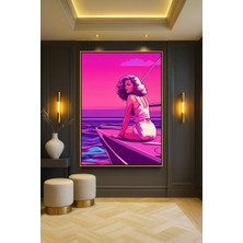 Wallivo Retrowave Vogue - Pop Art Tarzı Güzellik Posteri 80'ler Siyah Metal Çerçeveli Kanvas Tablo