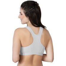 Çamaşır Kenti Gri Mı Emay 184 B Önden Fermuarlı Sporcu Penye Sütyen