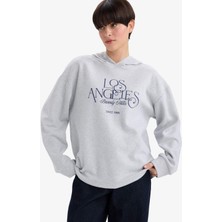 DeFacto Relax Fit Kapüşonlu Baskılı Sweatshirt F7889AX25WN