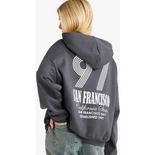 DeFacto Overshirt Fit Kapüşonlu Baskılı Kalın Sweatshirt G0180AX25WN