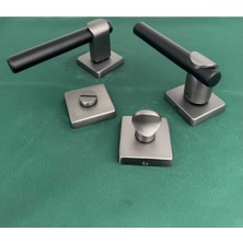 Koldoor Apollo Mat Skoç Füme Siyah Lüx Kare Rozetli Zamak Wc Banyo Kapı Kolu 1 Takım