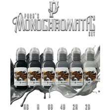 Valor World Famous Monochromatic Set – Profesyonel Siyah &amp; Gri Dövme Boyası 6’lı Set