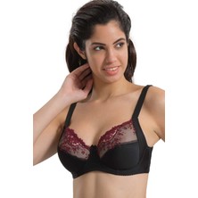 Çamaşır Kenti Bordo Siyah Mı Emay 136 C Balenli Toparlayıcı Dantelli Sütyen