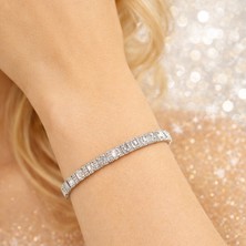 Angelviva 925 Ayar Gümüş Beyaz Zirkon Taşlı Su Yolu Kadın Bileklik | Rodyum Kaplama 17.5 cm - Doğum Günü, Sevgililer Günü, Yıldönümü Hediyesi
