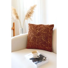 Hamur Bohem Özel Tasarım Punch Panç Desen Kare Dekoratif Kırlent Kılıfı Forest Taba