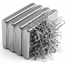 Depozee 2 Adet 40X20X5MM Neodyum Magnet Güçlü N35 Mıknatıs Köşeli Nikel Kaplama