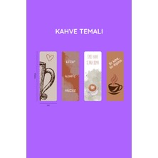 Beticraft Kitap Ayracı, Kahve Temalı Ayraç Seti, 4 Adet Kitap Ayracı Seti, 5 cm x 14,50 Cm, Oval Köşe