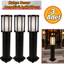 Badem10 Kule Kafesli 3 Adet Bahçe Duvar Armatürü 60 cm Set Üstü Suya Dayanıklı Modern Dış Mekan Aplik