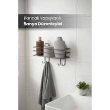 Orvila Kendinden Yapışkanlı Asılabilir Kancalı Banyo ve Mutfak Düzenleyici Organizer - Siyah