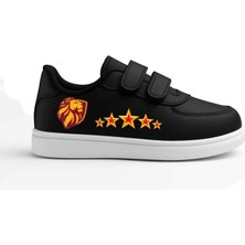 Lias Design Aslan Kral Baskılı Siyah Bantlı Çocuk Spor Ayakkabı Sneaker