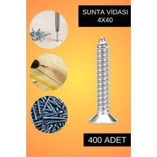 Sunta Vidası 4X40 mm – 400’LÜ Paket | Ahşap, Tahta, Mobilya, Ağaç, Kulp ve Ayak Montajı Için