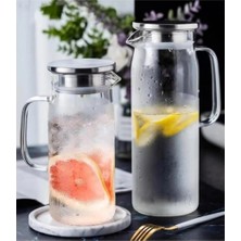 Zenvia 1500 ml Borosilikat Cam Su Sürahisi - Metal Kapaklı ve Isıya Dayanıklı