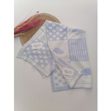 Geometrik Desen Mavi Merserize Battaniye